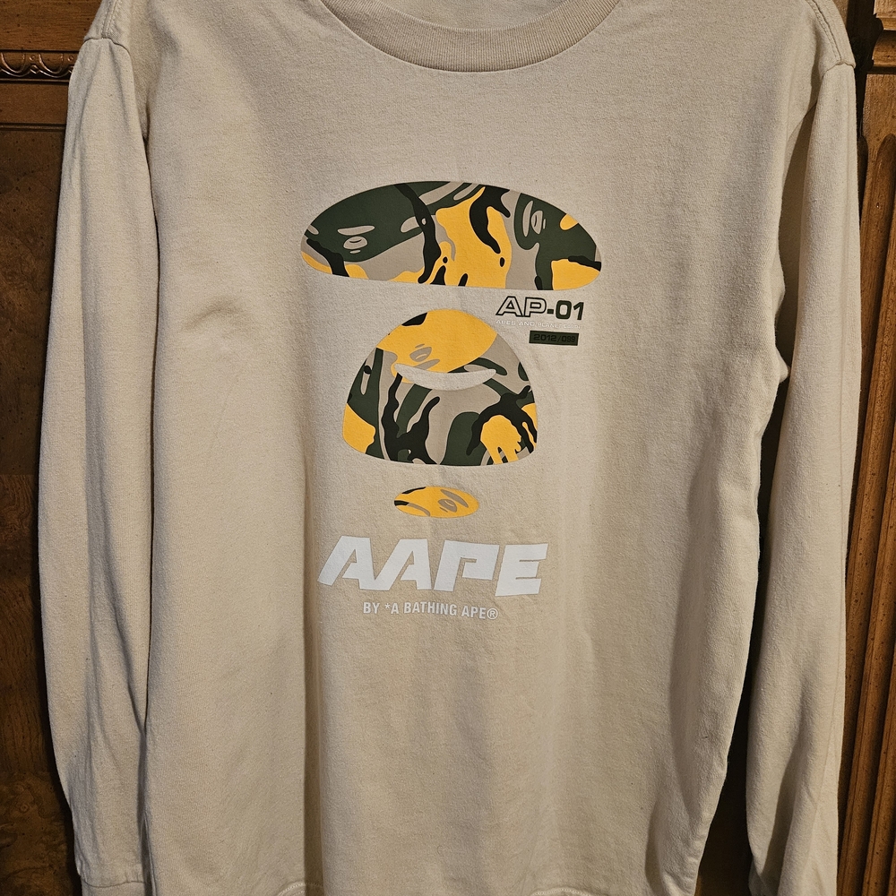 AAPE by A Bathing Ape Beige Long Sleeve Tee